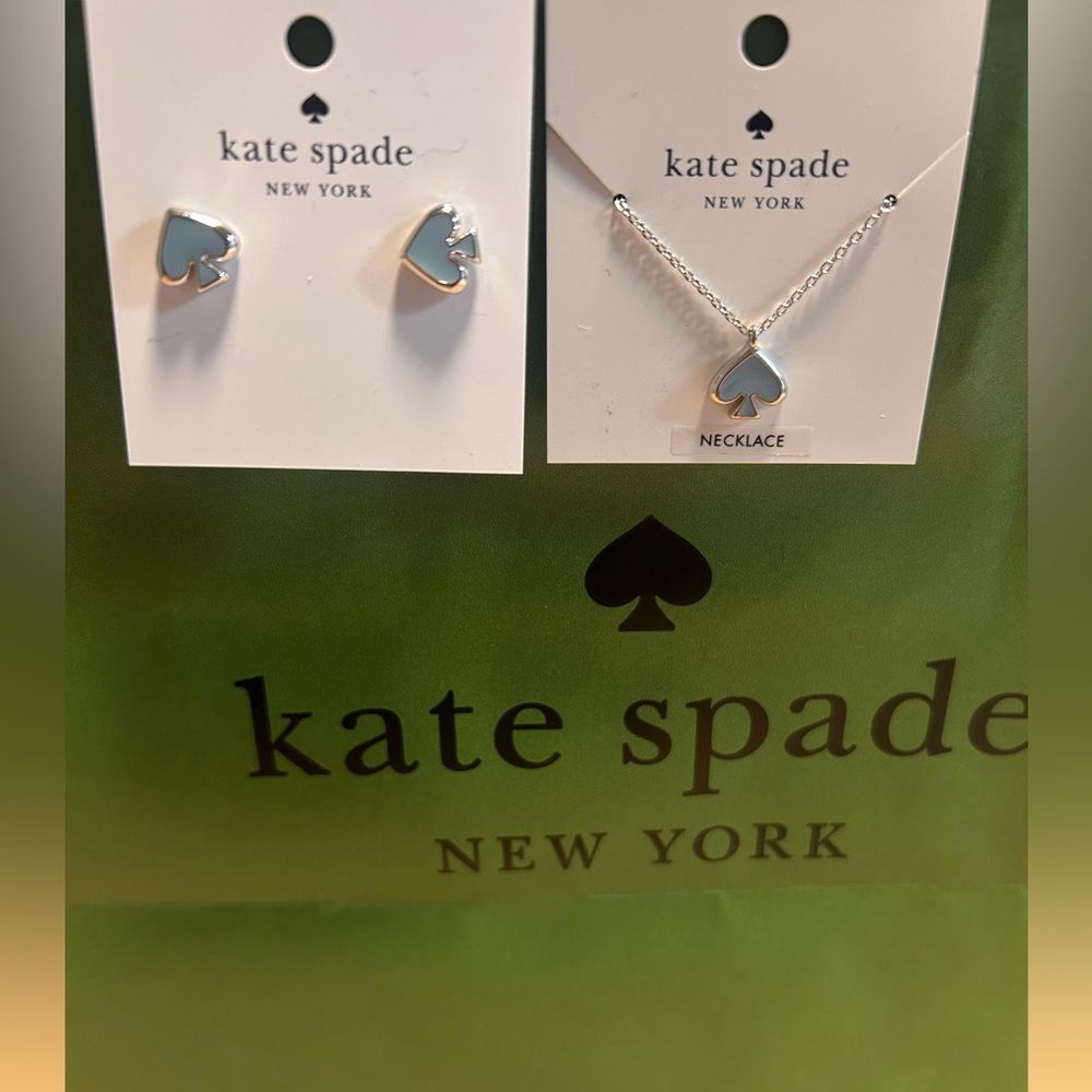 Kate Spade Silver and Blue Necklace and Earrings Set